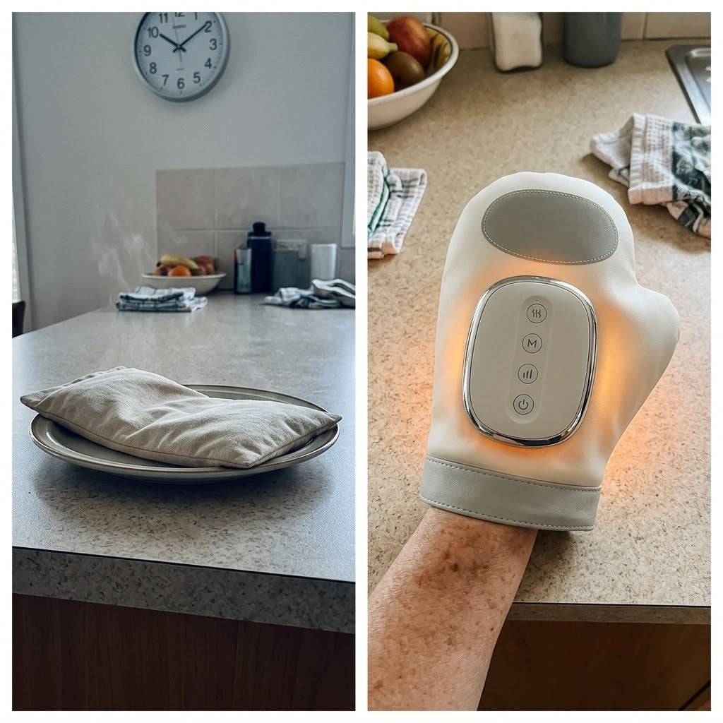 Amblewell WarmPress — a wheat bag goes cold, the mitt stays warm